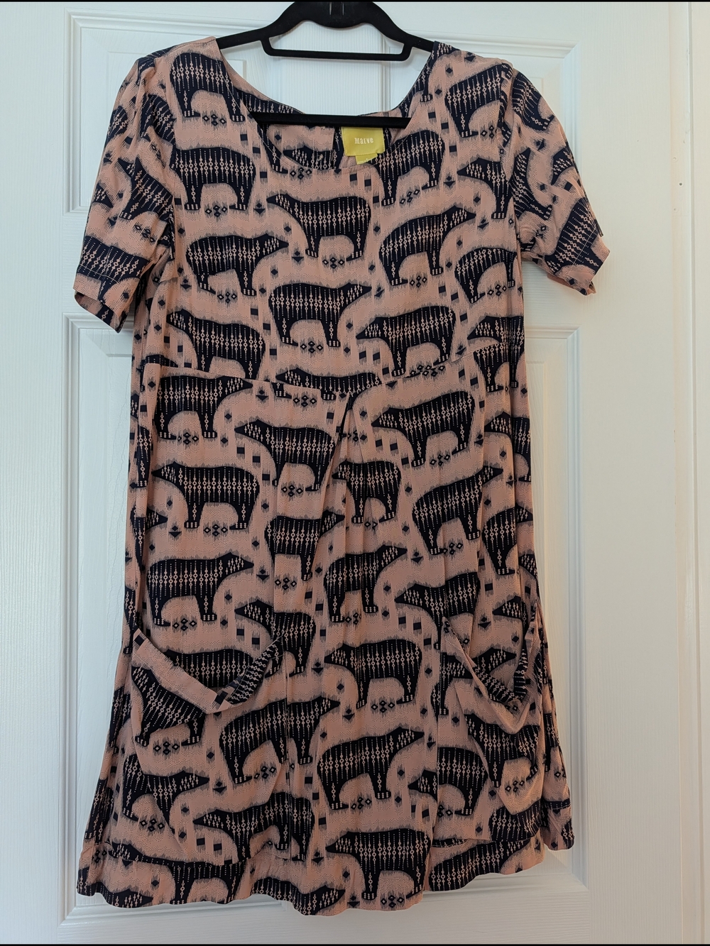 Maeve Pink and Black Polar Bear Print Mini Dress